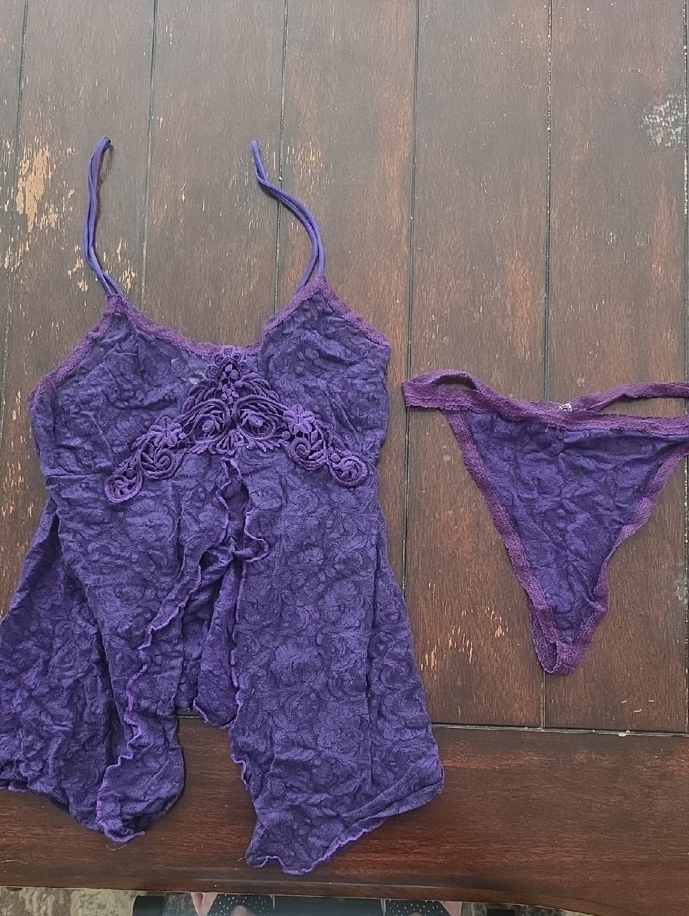 Purple Lace Chemise & Thong Set - Women Intimates